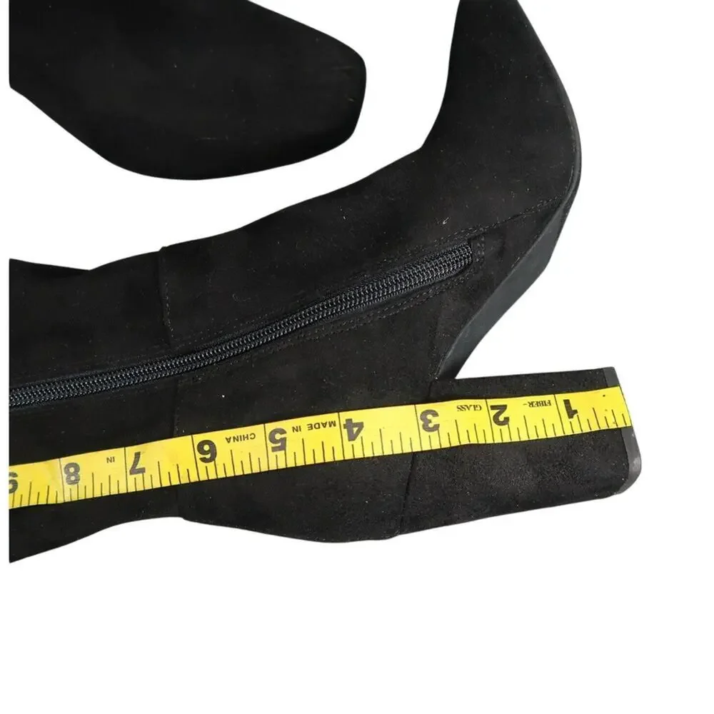 BP Shoes Womens 5.5 Boots Fashion Over The Knee Block Heel Zip Black Square Toe